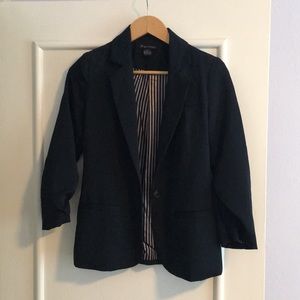 Navy Blue Ruched Blazer